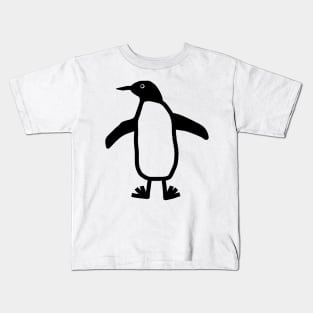 Cute Animals Black Line Doodle Penguin Kids T-Shirt